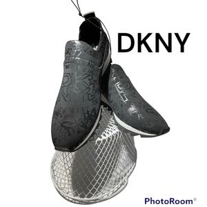 DKNY Black Graffiti Tonal Platform Slip-on shoe